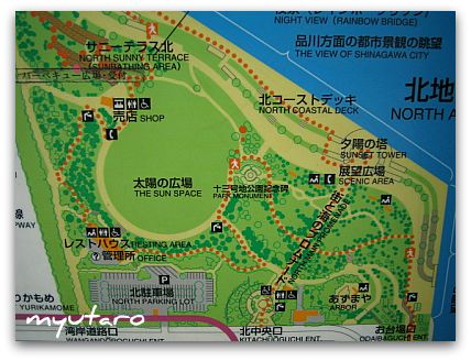 台場駅及び駐車場から潮風公園へ お台場潮風公園 ガンダム30周年プロジェクト 等身大ガンダム